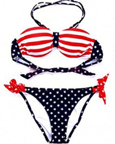 YoDa Women's Two-Piece Swimwear USA / UK Flag Bikini Swimsuit Beachwear L