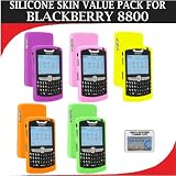 Silicone Skin 5 pc. Value Pack for your Blackberry 8800 (Purple, Light Pink, Yellow, Orange, Green) Bonus DBRoth Microfiber Cleaning Cloth Included