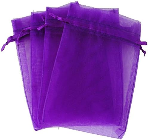 Nichome® 4x6" 10 x15cm Drawstring Organza Pouch Strong Storage Bags Wedding Party Favor Gift Candy Bag, Purple(Pack of 100pcs)