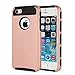 MTRONX Phone Case for iPhone 5, iPhone 5s, Shockproof Hybrid Hard Soft TPU Case Bumper for Apple iPhone 5, iPhone 5s - Rose Gold/Black(HC-RGBK)