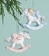 Pack of 6 "Baby's First Christmas" Porcelain Rocking Horse Keepsake Ornaments
