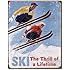 Ski - Thrill of a Lifetime Metal Tin Sign , 12x16