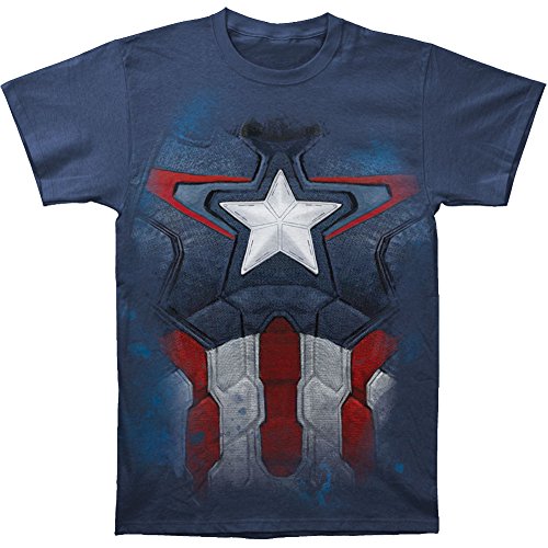Avengers Captain America Costume Suit Adult T-shirt - Blue (X-Large)