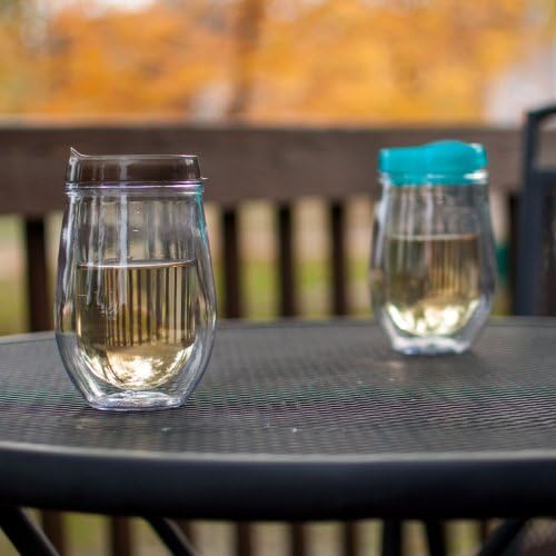 Vino Luxe Stemless Wine Tumbler Set of 2 with Merlot Lid