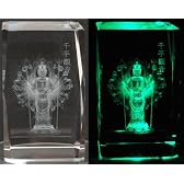 3D クリスタルガラス製　仏像　【千手観音菩薩】　LEDライトテーブル付