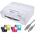 Brother DCP-195C Multifunktionsger�t (Drucker, Kopierer, Scanner) + 10 kompatible Coemedia Patronen + 100 Blatt Fotopapier + 1,8m USB-Kabel (Originalpatronen nicht im Lieferumfang)