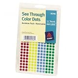 (Price/PK)See-Thru Color Dot Labels, 1/4, Round, 860/PK, Assorted