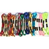 New ThreadNanny 24 Skeins of High Quality 100% Cotton Metallic Thread for Hand Embroidery - Assorted Colors
