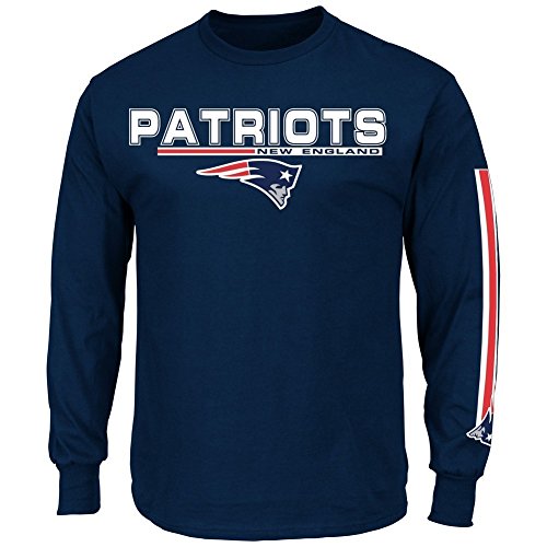 NFL New England Patriots Navy Primary Receiver 5 Long Sleeve Tee By Majestic