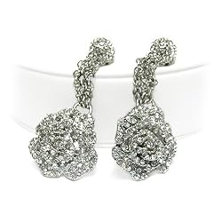 Crystal Stud Flower Chain Dangle Earrings Fashion Jewelry