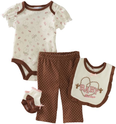 Vitamins Baby-girls Newborn Rodeo 4 Piece Creeper Pant Set