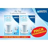 Brita L12502- Lot de 2 cartouches pour filtre sur robinet On Tap Blanc ou chromepar Brita