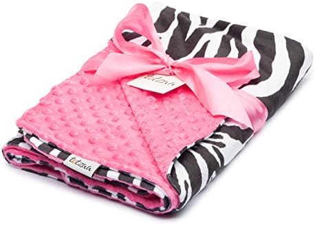 Totzuu Minky Animal Baby Blanket Zebra Print with Pink Minky Dot - Large 30"x40" Extra Soft for Babies Toddlers & Kids for use in Cribs, Strollers, Beds, Receiving, Laps and more
