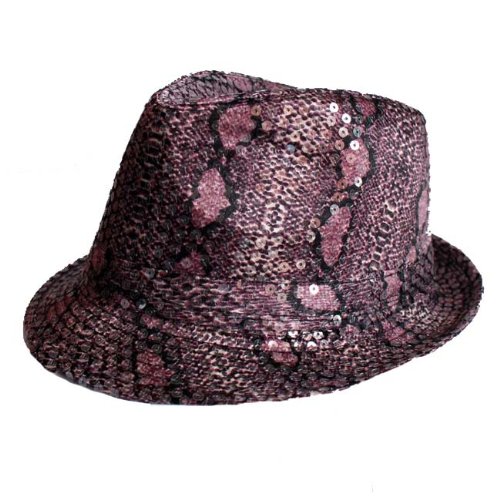 Pink Snake Skin Sequin Fedora Hat