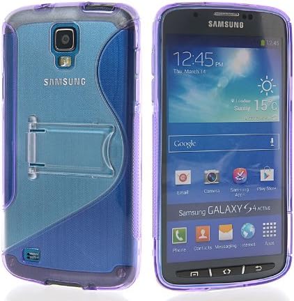 KCASE S-line Flexible Soft Gel TPU Silicone Back Stand Case Cover For Samsung Galaxy S4 Active I9295 Purple