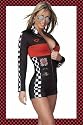 Sexy Womens Outfit Cute Hot Rod Racer Girl Costume Black Nascar Race Car Driver Jumper Romper