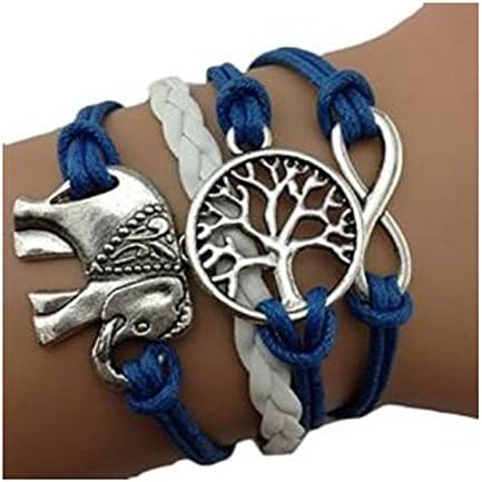Wolf Infinity Silver Color Black Wax Cords Leather Braid Bracelet Rope Leather Bracelet