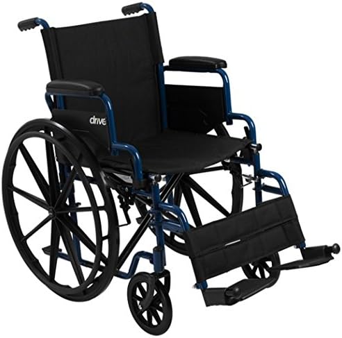 State-Of-The-Art Foldable Manual Wheelchair Padded Armrest Up To 300 Pounds Capacity Solid Rubber Tires Push To Lock Brakes Blue Powder Coated Frame. Little To No Maintenance. Flip Back Desk Arms. Leading-Edge Mobility Enhanced Wheelchair.