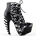 SHOW STORY Thunder Lightning Print Lace-Up High-top Bone Heel Ankle Boot,LF80621