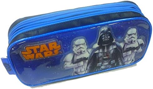 Official Licensed Star Wars Blue Darth Vader & Storm Troopers 2 Pocket PVC Pencil Case - Licensed Star Wars Lucas Films Merchandise