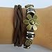 November's Chopin (TM) Unique Charm Flower Button Leather Adjustable Single Wrap Bracelet