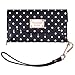 iPhone 6 6s Wallet Case, True Color Premium Leatherette Polka Dots Wristlet Clutch Folio Tri-Fold Wallet Purse Case Cover - Black