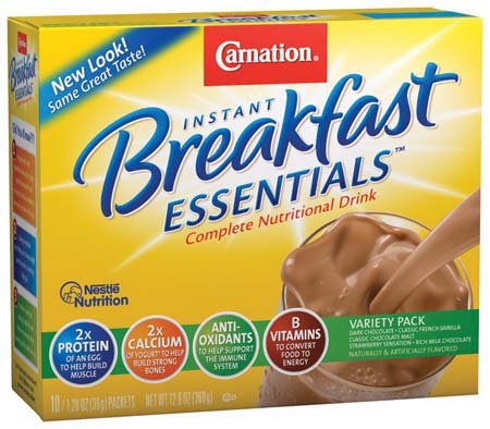 Nestle Carnation Instant Breakfast Variety 10 pk Nutritional Energy Drink 12.6 oz (Pack of 6)