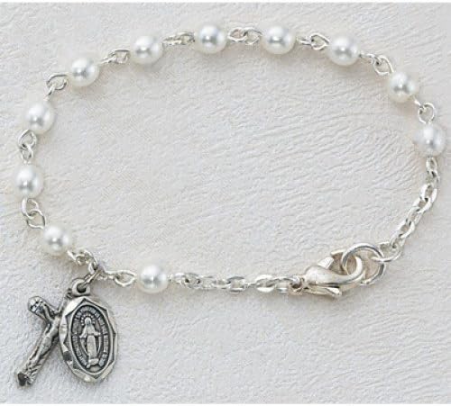 Baby Bracelet Deluxe 4mm Glass Pearl Baby Bracelet Baptism Birth Gift