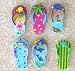 Third Party New : Set 6 Sandal Magnets Beach Theme Starfish Dolphin Palm