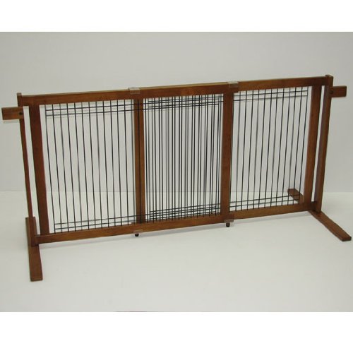 Freestanding Wood/Wire Pet Gate Size: Large/Wide Span Freestanding Wood/Wire Pet Gate Size: Large/Wide Span image
