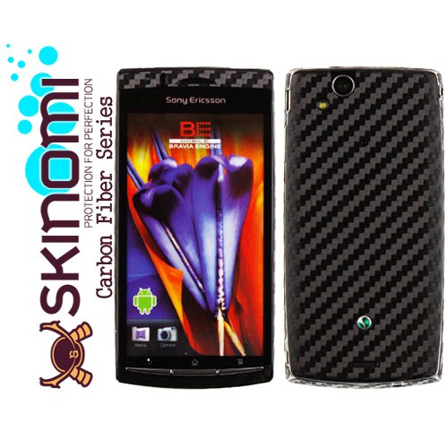 Skinomi TechSkin - Black Carbon Fiber Film Shield & Screen Protector for Sony Ericsson Xperia Arc S