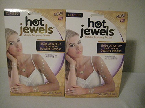 Hot Jewels Metallic Temporary Tattoos set of 4 sheets Classic