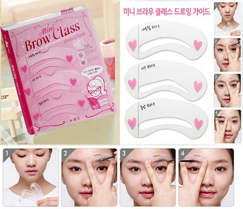 Liroyal Reusable Different Shapes Eyebrow Shaping Stencils Grooming Kit-3 Different Sizes