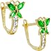 14K Yellow Gold Butterfly May Birthstone Leverback Earrings
