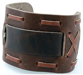 Nemesis Wide Brown Leather Cuff Wrist Watch Band