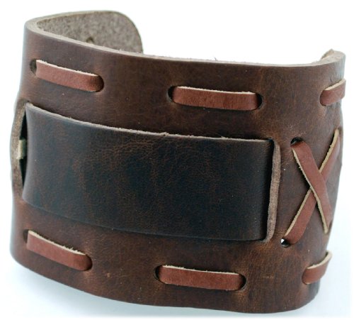 Nemesis Wide Brown Leather Cuff Wrist Watch Band