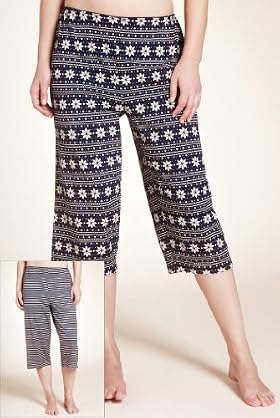 2 Pack Limited Collection Pure Cotton Cropped Jersey Pyjama Bottoms