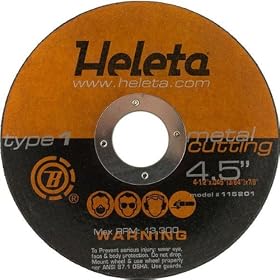 Abrasive Metal Cutting Wheel 4.5 x .045 x 7 8- Used for Iron, Non-Ferrous Metals, Alloy... by Heleta