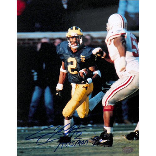 Charles Woodson Michigan Wolverines Autographed 8x10 Photograph with Heisman 97 Inscription