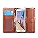 J&D Case Compatible for Galaxy S6 Case, [Wallet Stand] [Slim Fit] Heavy Duty Protective Shock Resistant Flip Cover Wallet Case for Samsung Galaxy S6 Wallet Case - Brown