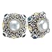 925 Silver, Mabe Pearl & Blue Topaz Earrings with 18k Gold Accents
