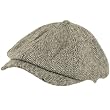 New Herringbone Distress Newsboy Cabby Driver Cap Hat * Black - Medium