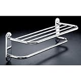 Taymor 24 inch Solid Brass Hotel Towel Shelf with Bar, Semi-Concealed Mount, Polished Chrome Finish