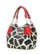 Red Large Vicky Giraffe Print Faux Leather Satchel Bag Handbag Purse
