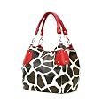 Red Large Vicky Giraffe Print Faux Leather Satchel Bag Handbag Purse