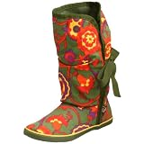 Sugar Women's Scrunchagami Paisley Park Flat,Green,6.5 M US