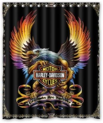 POPcases Supplier Flawless Creative gorgeous retro Harley Davidson Shower Curtain Shower 100% WaterProof Polyester Fabric 60" x 72" Inches Standard