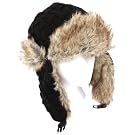 Mens Knitted Winter Thermal Trapper Hat With Faux Fur