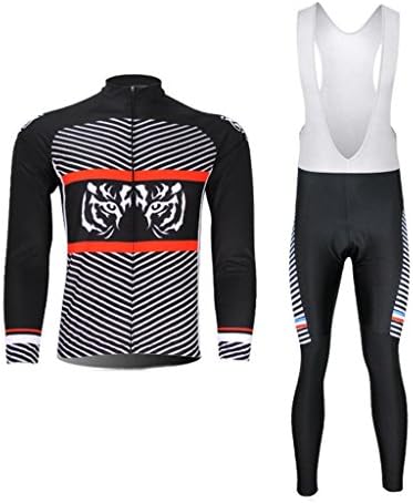 Gusrylia Men's Cycling Thermal Long Sleeve Bib Pants Set XXL