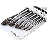 Artist Brush Painting Set.6 Piece Professional Brushes Made of Badger Hair,Long Handle.Equally Useful for Oil, Acrylic & Watercolor Fine Art Set.Perfect for Advanced & Beginner Artists, Students, and Professionals.Offer Excellent Liquid Holding Capacity and an Easy, Smooth Flow of Paint.